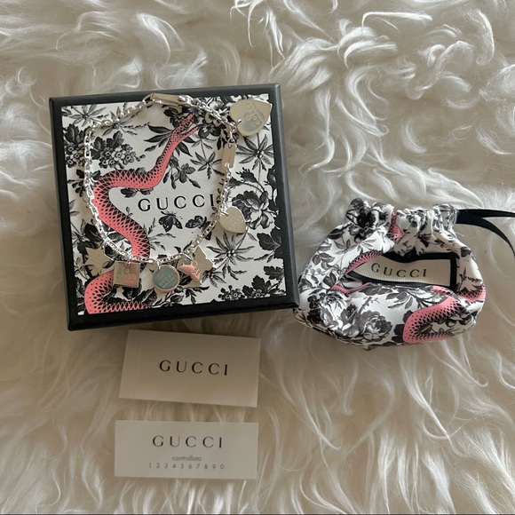 Gucci "Trademark" Silver Multi Charm Bracelet - Picture 2 of 6